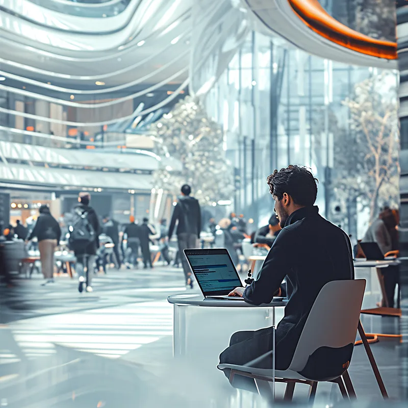 Smartflix team delivering IT solutions Professional working on a laptop in a modern office