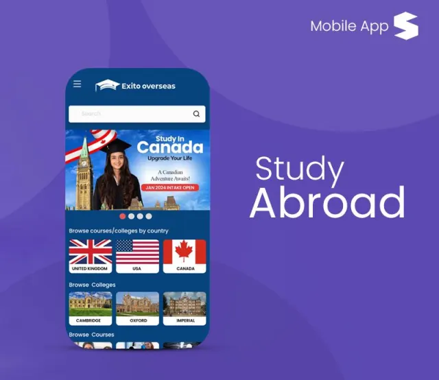 Study Abroad mobile app screens