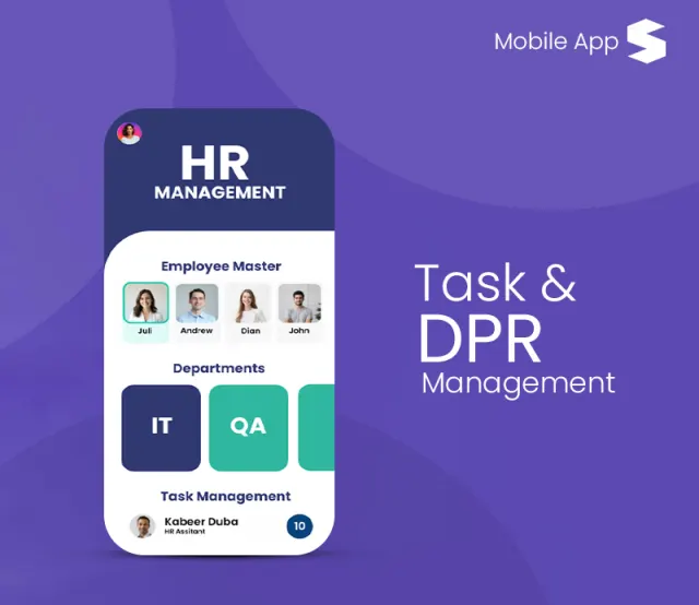 HR & Task Management mobile app screens